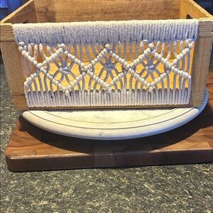 Handcrafted Macramé Wooden Basket